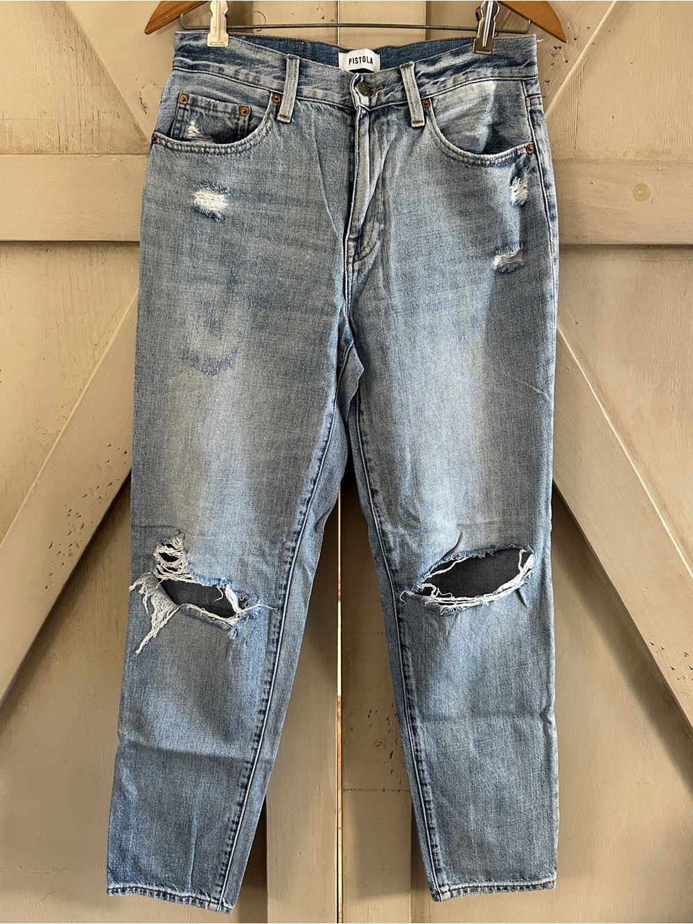 Pistola Distressed Straight Leg Jeans Light Wash Women’s Size 27